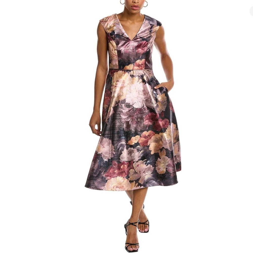 Aidan Mattox Floral V-Neck Sleeveless Dress Size 6